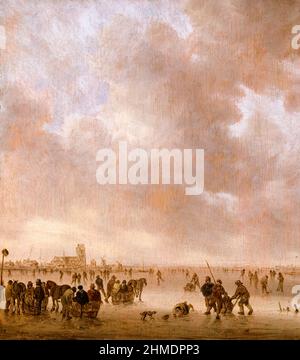 Sul ghiaccio nei pressi di Dordrecht, pittura paesaggistica di Jan van Goyen, 1643 Foto Stock