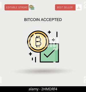 Bitcoin accettato semplice icona vettoriale. Illustrazione Vettoriale