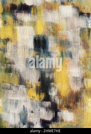 Fatto a mano, biologico stagione autunnale, giallo terroso, foglie secche, nero colori pittura acrilica texture astratto sfondo. File acquisito ad alta risoluzione. Foto Stock