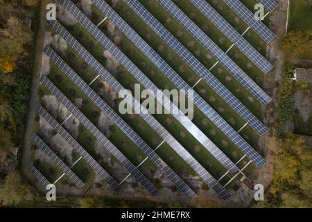 Vista aerea della città di Chernobyl, ancora popolata dai lavoratori della centrale nucleare di Chernobyl. Foto Stock