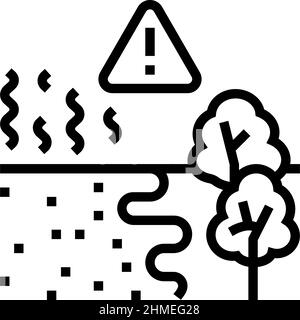 illustrazione vettoriale dell'icona della linea climatica di desertificazione Illustrazione Vettoriale