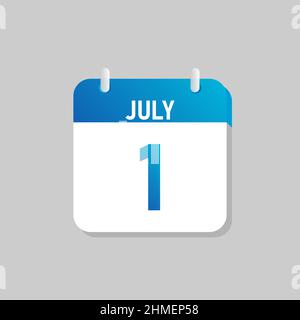 Blu calendario giornaliero icona luglio in un Flat Design. Illustrazione vettoriale isolata facile da modificare. Illustrazione Vettoriale