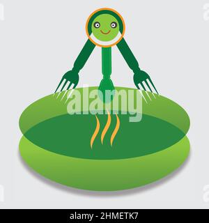 Food and Fork logo, signora chef cucina, chef carino che fa cibo vettoriale design Illustrazione Vettoriale