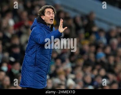 Manchester, Inghilterra, 9th febbraio 2022. Thomas Frank manager di Brentford durante la partita della Premier League all'Etihad Stadium di Manchester. Il credito d'immagine dovrebbe leggere: Andrew Yates / Sportimage Credit: Sportimage/Alamy Live News Foto Stock