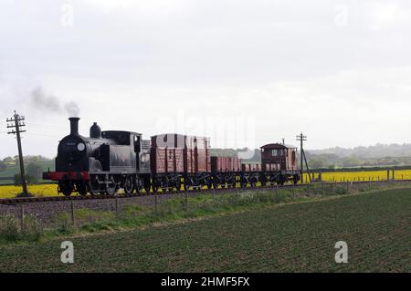 '30053' e un treno merci corto. Visto qui tra Northiam e Wittersham Road. Foto Stock