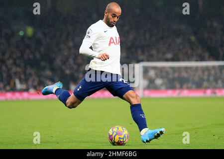 Londra, Regno Unito. 09th Feb 2022. Lucas Moura di Tottenham Hotspur in azione durante il gioco. Premier League Match, Tottenham Hotspur v Southampton al Tottenham Hotspur Stadium di Londra mercoledì 9th febbraio 2022. Questa immagine può essere utilizzata solo a scopo editoriale. Solo per uso editoriale, licenza richiesta per uso commerciale. Nessun uso in scommesse, giochi o un singolo club/campionato/player pubblicazioni. pic di Steffan Bowen/Andrew Orchard sport fotografia/Alamy Live news credito: Andrew Orchard sport fotografia/Alamy Live News Foto Stock