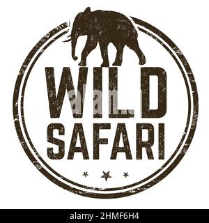 Wild safari grunge timbro di gomma su sfondo bianco, illustrazione vettoriale Illustrazione Vettoriale