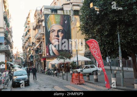 Napoli, Italia, 22 gennaio 2022: Street art di San Januarius nel quartiere di forcella. Foto Stock
