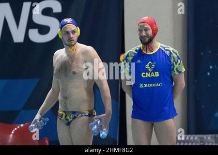 Kragujevac, Serbia, 9th febbraio 2022. Unal Aguirre Rubio di Zodiac Cnab durante la LEN Champions League Preliminary Group A match between VK Radnicki vs Zodiac Cnab in Kragujevac, Serbia. Febbraio 9, 2022. Credit: Nikola Krstic/Alamy Foto Stock