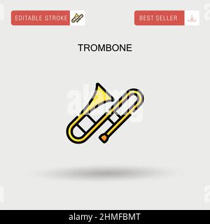 Icona vettore semplice Trombone. Illustrazione Vettoriale