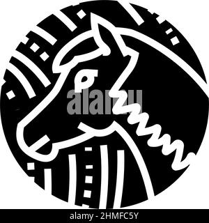 cavallo oroscopo cinese animale glifo icona vettore illustrazione Illustrazione Vettoriale