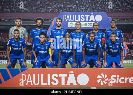 San Paolo, San Paolo, Brasile. 9th Feb 2022. Paulista Soccer Championship: San Paolo e Santo Andre. 9 febbraio 2022, San Paolo, Brasile. Partita di calcio tra San Paolo e Santo Andre, valida per il quinto round del Paulista Soccer Championship, che si tiene allo stadio Morumbi, a San Paolo, mercoledì (9). Sao Paulo ha vinto il 1-0, con un gol segnato da Marquinhos. Credit: Anderson Lira/TheNews2 (Credit Image: © Anderson Lira/TheNEWS2 via ZUMA Press Wire) Foto Stock