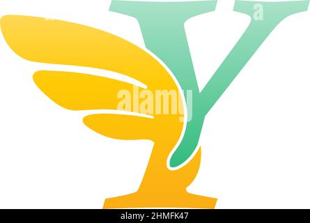 Illustrazione dell'icona del logo lettera Y con il vettore delle ali Illustrazione Vettoriale