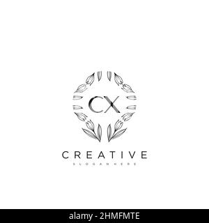 CX Initial Letter Flower Logo Template vettore premium Illustrazione Vettoriale