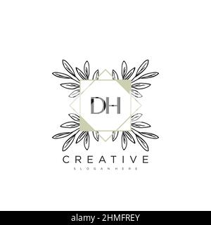 DH Initial Letter Flower Logo Template vettore premium Illustrazione Vettoriale