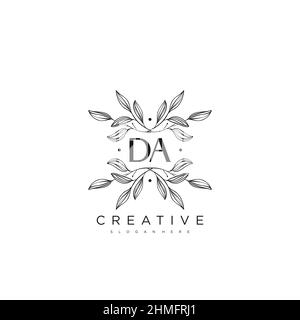 DA Initial Letter Flower Logo Template vettore premium Illustrazione Vettoriale