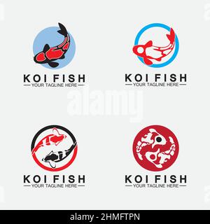 Modello vettoriale Koi Fish Logo Design Illustrazione Vettoriale