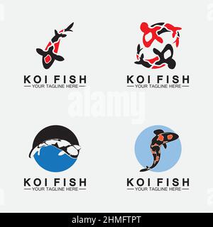 Modello vettoriale Koi Fish Logo Design Illustrazione Vettoriale