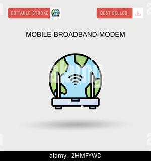 Icona vettore semplice modem a banda larga mobile. Illustrazione Vettoriale