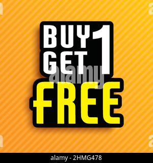 Acquista 1 Ricevi 1 modello di vendita tag design gratuito. Banner offerta speciale. Illustrazione Vettoriale
