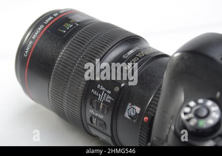 Fare foto con la fotocamera reflex digitale Canon EOS 6D con Canon obiettivo 100mm macro Foto Stock