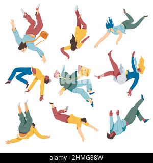 Persone malate che cadono dal vettore incidente Illustrazione Vettoriale