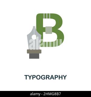 Icona piatta tipografica. Segno colorato della collezione di libri. Segno piatto dell'icona di Tipografia per disegno di fotoricettore, infographics e più. Illustrazione Vettoriale