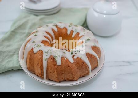 pan di spugna di timo alla vaniglia Foto Stock