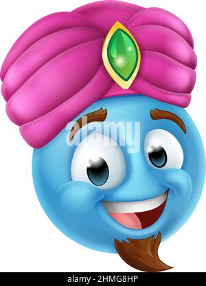 Genie Emoticon viso di cartoon Illustrazione Vettoriale