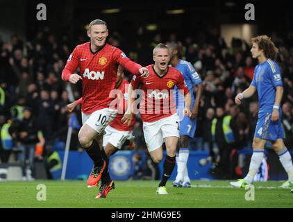 PIC show: Wayne Rooney 2012 Wayne Rooney di Manchester United contro Chelsea in azione durante la partita della Barclays Premier League tra Manchester uni Foto Stock