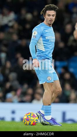 Manchester, Inghilterra, 9th febbraio 2022. Jack Grealish di Manchester City durante la partita della Premier League all'Etihad Stadium di Manchester. Il credito d'immagine dovrebbe leggere: Andrew Yates / Sportimage Credit: Sportimage/Alamy Live News Foto Stock