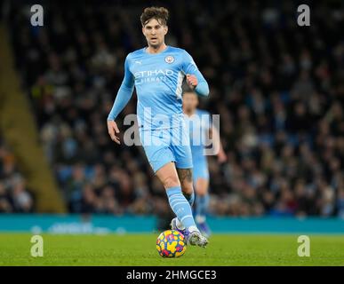 Manchester, Inghilterra, 9th febbraio 2022. John Stones di Manchester City durante la partita della Premier League all'Etihad Stadium di Manchester. Il credito d'immagine dovrebbe leggere: Andrew Yates / Sportimage Credit: Sportimage/Alamy Live News Foto Stock