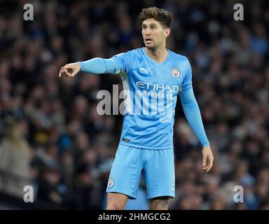 Manchester, Inghilterra, 9th febbraio 2022. John Stones di Manchester City durante la partita della Premier League all'Etihad Stadium di Manchester. Il credito d'immagine dovrebbe leggere: Andrew Yates / Sportimage Credit: Sportimage/Alamy Live News Foto Stock