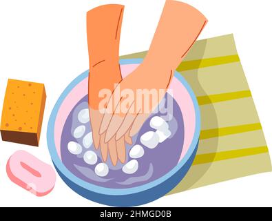 Procedure spa per mani e unghie nel salone spa Illustrazione Vettoriale