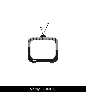 Icona TV, simbolo Televisione in stile contorno su sfondo bianco Illustrazione Vettoriale