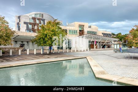 Edimburgo, Scozia, Regno Unito - Parlamento scozzese di EMBT (Miralles / Tagliabue) con RMJM Foto Stock