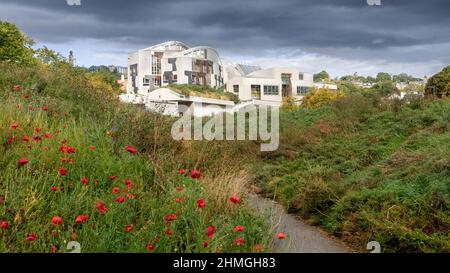 Edimburgo, Scozia, Regno Unito - Parlamento scozzese di EMBT (Miralles / Tagliabue) con RMJM Foto Stock