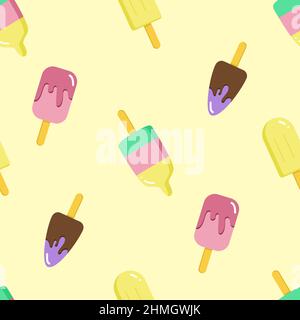 Modello senza cuciture con gustosi gelati. Illustrazione Vettoriale
