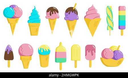Set di gustosi gelati. Illustrazione Vettoriale