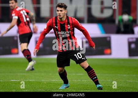 Milano, Italia. 09th Feb 2022. Brahim Diaz di AC Milan durante la partita di calcio finale della Coppa Italia tra AC Milan e SS Lazio allo stadio San Siro di Milano, 9th febbraio 2021. Foto Andrea Staccioli/Insidefoto Credit: Ininsidefoto srl/Alamy Live News Foto Stock