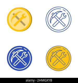 Icona del token di utilità impostata in stile piatto e lineare. Simbolo NFT Concept. Illustrazione vettoriale. Illustrazione Vettoriale