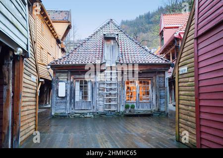 Hanseatic Quarter Bryggen a Bergen, Norvegia Foto Stock