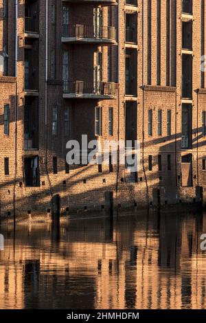 Edifici nello storico quartiere dei magazzini di Amburgo Foto Stock