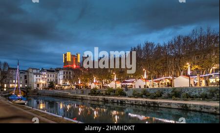 Canal de la Robine a Narbonne. Patrimonio culturale mondiale dell'UNESCO. Foto Stock