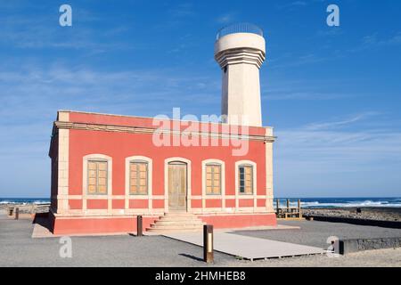 Faro, Faro de Toston, Punta Banella, El Cotillo, Fuerteventura, Isole Canarie, Spagna Foto Stock