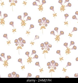Semplice motivo floreale color pastello senza cuciture, fiori, foglie disegno vettoriale stile piatto, simbolo di primavera, casa accogliente, festa decorazione perfetto per tessuti, tessuti, primavera decorazione Illustrazione Vettoriale