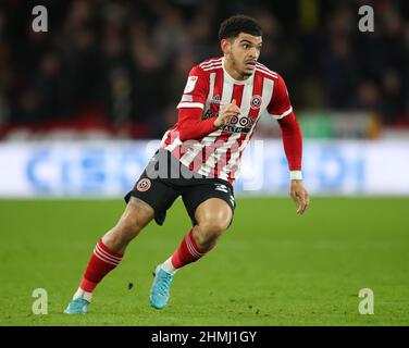 Sheffield, Inghilterra, 9th febbraio 2022. Morgan Gibbs-White di Sheffield Utd durante la partita del campionato Sky Bet a Bramall Lane, Sheffield. Il credito dovrebbe essere: Simon Bellis / Sportimage Foto Stock