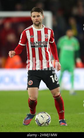 Sheffield, Inghilterra, 9th febbraio 2022. Oliver Norwood di Sheffield Utd durante la partita del campionato Sky Bet a Bramall Lane, Sheffield. Il credito dovrebbe essere: Simon Bellis / Sportimage Foto Stock