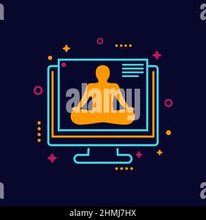 icona di allenamento yoga online, vettore Illustrazione Vettoriale
