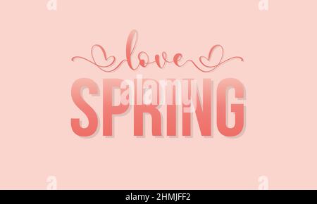 Buona primavera. Bella primavera stagione pennello calligrafia concetto vettoriale modello per banner, scheda, poster, sfondo. Illustrazione Vettoriale